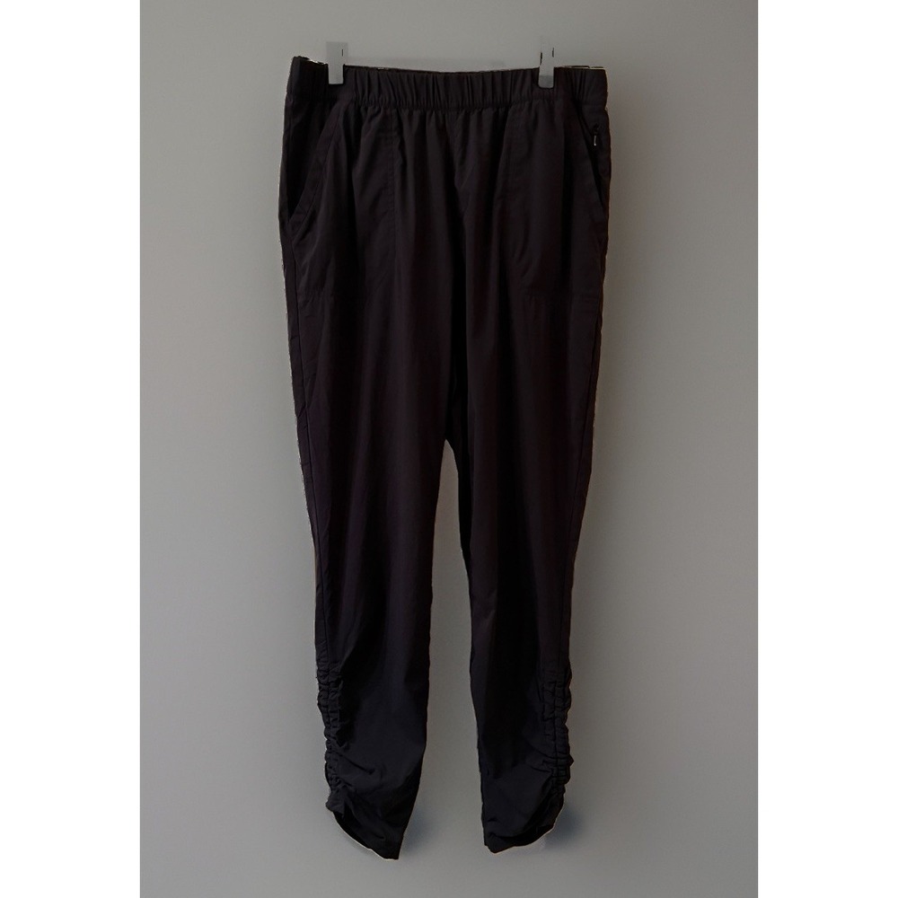 prAna Womens Arch Pants Sz M Medium Black Ruched Hem Cinch Ankle Hiking Travel
